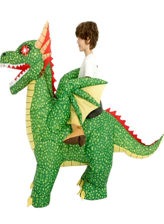 One Casa Inflatable Costumes for Kids,Blow Up LED Light Eyes Dragon Suit,Ride On Halloween Costumes for Boys Girls (4-6YRS) - Image 5